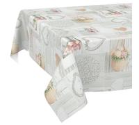 Mantel de hule lavable, fácil de limpiar, efecto loto, exterior, jardín, flores, 130 x 90 cm (rectangular)