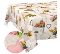 Mantel de Hule Lavable, fácil de Limpiar, Efecto Loto, Exterior, jardín, Primavera, 200 x 140 cm (Rectangular)