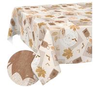 Mantel de Hule Lavable, fácil de Limpiar, Efecto Loto, Exterior, jardín, Roble Brillante, 240 x 140 cm (Rectangular)