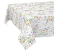 Mantel de Hule Lavable, fácil de Limpiar, Impermeable, Efecto Loto, Exterior, Primavera, jardín, Flores, 200 x 140 cm, Borde Cortado