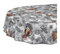Mantel de Hule Lavable, fácil de Limpiar, Impermeable, Efecto Loto, jardín, café, Ovalado, 160 x 140 cm, con Dobladillo (Ribeteado)