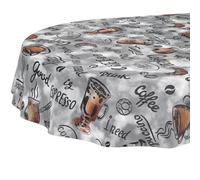 Mantel de Hule Lavable, fácil de Limpiar, Impermeable, Efecto Loto, jardín, café, Ovalado, 180 x 140 cm, Borde de Corte