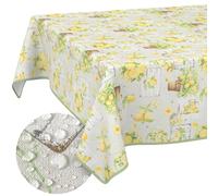 Mantel de Hule Lavable, fácil de Limpiar, Impermeable, Efecto Loto, para Exteriores, limón, para jardín, 160 x 140 cm, con Dobladillo (Ribeteado)