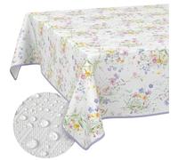 Mantel de Hule Lavable, fácil de Limpiar, Impermeable, Efecto Loto, para Exteriores, Primavera, jardín, Flores, 100 x 140 cm, con Dobladillo (Ribeteado)