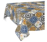 Mantel de Hule Lavable, fácil de Limpiar, Impermeable, Efecto Loto, para jardín, 240 x 140 cm, Borde Cortado