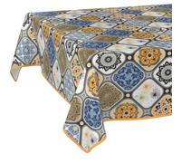 Mantel de Hule Lavable, fácil de Limpiar, Impermeable, Efecto Loto, para jardín, 240 x 140 cm, con Dobladillo (Ribeteado)