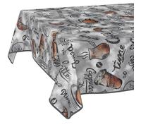 Mantel de Hule Lavable, fácil de Limpiar, Impermeable, Efecto Loto, para jardín, café, café, 200 x 140 cm, con Dobladillo (Ribeteado)