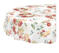 Mantel de Hule Lavable, fácil de Limpiar, Impermeable, Efecto Loto, para jardín, diseño de Amapolas, Ovalado, 220 x 140 cm, Borde de Corte