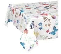 Mantel de Hule Lavable, fácil de Limpiar, Impermeable, Efecto Loto, para jardín, Mariposas, 240 x 140 cm, Borde Cortado