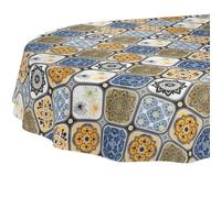 Mantel de Hule Lavable, fácil de Limpiar, Impermeable, Efecto Loto, para jardín, Ovalado, 180 x 140 cm, Borde de Corte