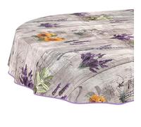 Mantel de Hule Lavable, fácil de Limpiar, Impermeable, Efecto Loto, para jardín, Ovalado, 200 x 140 cm, con Dobladillo (Ribeteado)
