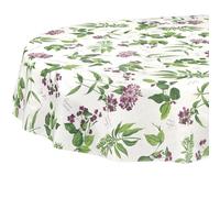 Mantel de Hule Lavable, fácil de Limpiar, Impermeable, Efecto Loto, para jardín, Ovalado, 220 x 140 cm, Borde Cortado