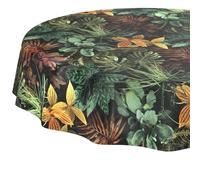 Mantel de Hule Lavable, fácil de Limpiar, Impermeable, Efecto Loto, para jardín, Tropia, Redondo, 140 cm, Borde de Corte