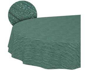 Mantel de hule lavable, para jardín, aspecto de lino, cuidado fácil, impermeable, 180 x 140 cm (ovalado), color verde, borde de corte