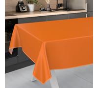 ANRO Mantel de Hule Lavable, para jardín, Exterior e Interior, 200 x 140 cm, con Dobladillo, Color Naranja