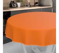 Mantel de Hule Lavable, para jardín, Exterior e Interior, Redondo, 100 cm, con Dobladillo, Color Naranja