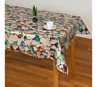 Mantel de Hule PVC Estampado Piedras de Rio y Semipreciosas (140 Redondo)