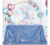 Mantel de lentejuelas B-COOL de 228 x 228 cm, color azul beb , con brillo, cuadrado, para bodas y banquetes.