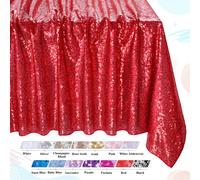 Mantel de lentejuelas brillantes QueenDream - Mantel rojo de 127 x 203 cm, rectangular, para fiestas de cumplea os, decoraci n de baby shower