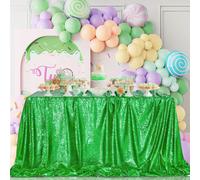 Mantel de lentejuelas brillantes QueenDream - Mantel verde de 127 x 203 cm, rectangular, para fiestas de cumplea os, decoraci n de baby shower