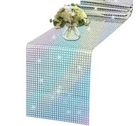 Mantel de Lentejuelas Disco Table Runner 275 X 30cm Espejo Plateado Camino de Mesa de Discoteca Plateado Manteles de Mesa, para Bodas,Cenas,Eventos Especiales,Fiestas y Celebraciones(reflejo de color)