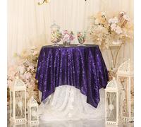 Mantel de lentejuelas Eternal Beauty, brillante, para bodas, fiestas, decoraci?n navide?a, cuadrado, con purpurina (morado, 122 x 122 cm)