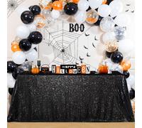 Mantel de lentejuelas negras B-COOL para Halloween, 90 x 156 pulgadas, con lentejuelas brillantes, para decoraci n de bodas y eventos.
