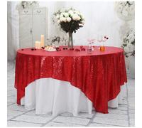 Mantel de lentejuelas PartyDelight con decoraci n navide a brillante, cuadrado, 228 x 228 cm, rojo oscuro