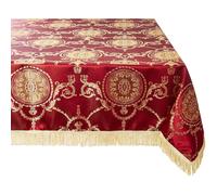 Mantel de lino violeta con dise o damasco de prestigio, burdeos, 152 x 259 cm, rectangular