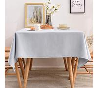 Mantel de mesa en plata 140 x 180 cm, antimanchas, con aspecto de lino