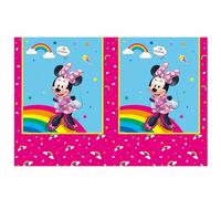 Mantel de Minnie Mouse como decoración para fiestas de cumpleaños infantiles y fiestas temáticas, tamaño: 120 x 180 cm, lavable, reutilizable, mantel de mesa de cumpleaños infantil