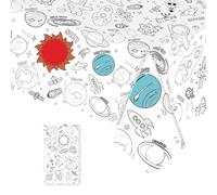 Mantel de Papel Infantil para Colorear y Pintar con Rotuladores Tema Astronauta Espacio Cohetes Planetas Sistema Solar Actividad Creativa Educativa para Fiestas de Cumpleaños y Manualidades Niños