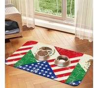 Mantel de piel absorbente con estampado de bandera mexicana americana para perros y gatos, tapete de comida de 60 x 40 cm, 4 mm de grosor