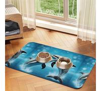 Mantel de piel absorbente con estampado de delfines en amor para perros y gatos, tapete de comida de 60 x 40 cm, 4 mm de grosor