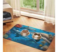 Mantel de piel absorbente con estampado de delfines, tortugas marinas, tiburones, pulpos, arrecifes de coral, para perros, gatos, para perros y gatos