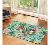 Mantel de piel absorbente con estampado de flores y frutas tropicales, tapete de cuero absorbente para mascotas, área de alimentación ordenada para perros, gatos, mascotas