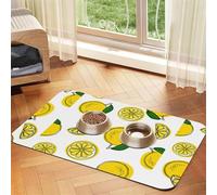 Mantel de piel absorbente con estampado de frutas de limón, tapete de cuero absorbente para mascotas, área de alimentación ordenada para perros, gatos, mascotas