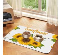 Mantel de piel absorbente con estampado de girasol, tapete de cuero absorbente para mascotas, área de alimentación ordenada para perros, gatos, mascotas