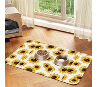 Mantel de piel absorbente con estampado de girasol, tapete de cuero absorbente para mascotas, área de alimentación ordenada para perros, gatos, mascotas