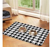 Mantel de piel absorbente con estampado de pata de gallo para perros y gatos, tapete de comida de 60 x 40 cm, 4 mm de grosor