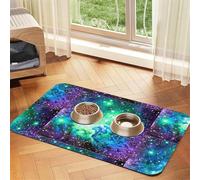 Mantel de piel absorbente para mascotas, color verde, azul, morado, estampado de galaxias, tapete de piel absorbente para mascotas, zona de alimentación ordenada para perros, gatos, mascotas