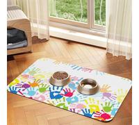 Mantel de piel absorbente para mascotas, con impresión a mano, tapete de cuero absorbente para mascotas, área de alimentación ordenada para perros, gatos, mascotas