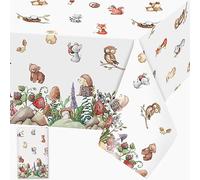 Mantel de plástico con diseño de animales del bosque, safari, mantel rectangular, desechable, fácil de limpiar, impermeable, para niños, cumpleaños, suministros para fiestas, 1 unidad