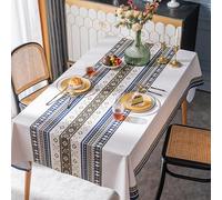 Mantel de PVC azul de 140 x 140 cm, se limpia con un paño, perfecto para mesas cuadradas, comedor, restaurantes, banquetes, jardines y elegante mantel