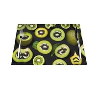 Mantel de PVC con estampado de kiwi verde, 45,7 x 30,5 cm, antideslizante, protector de mesa