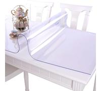Mantel de PVC transparente de 110 x 110 cm, protector de mesa transparente, impermeable, resistente a las manchas, para mesa de comedor y fácil de limpiar