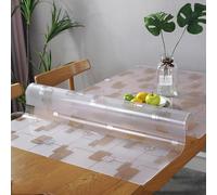 Mantel de satén transparente de 1,5 mm de grosor, impermeable, protector de mesa de PVC para comedor y cocina, diseño de cuadrícula EasyClean, 50 x 250 cm, protector de mesa duradero