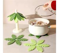 Mantel de silicona con forma de árbol, diseño de árbol de silicona con soporte de almacenamiento, resistente al calor, posavasos para mesa de encimera de cocina (verde)