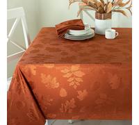 Mantel de tela damasco Benson Mills Harvest Legacy para la cosecha de oto o y Acci n de Gracias (color xido/naranja quemado, rectangular, 152 x