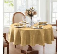 Mantel de tela damasco Elegance Caiden de Elrene Home Fashions, 152 x 213 cm, ovalado, dorado